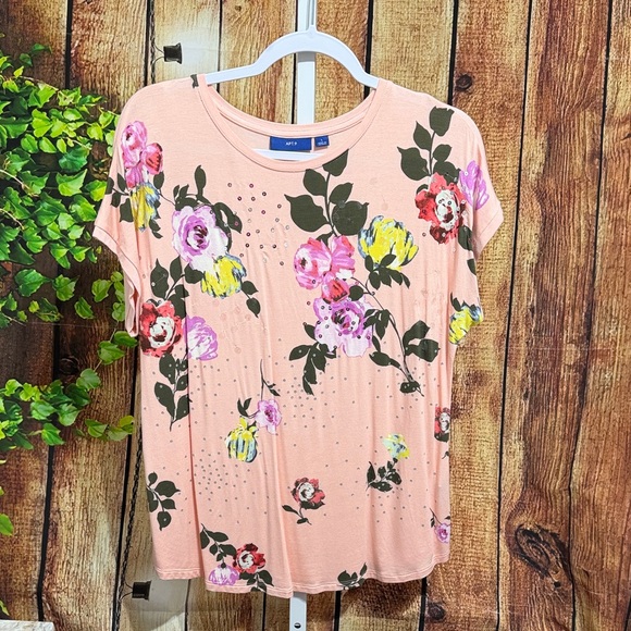 🚨(Must Bundle 3) Apt. 9 Floral Sequined Blouse Size L - Picture 1 of 3